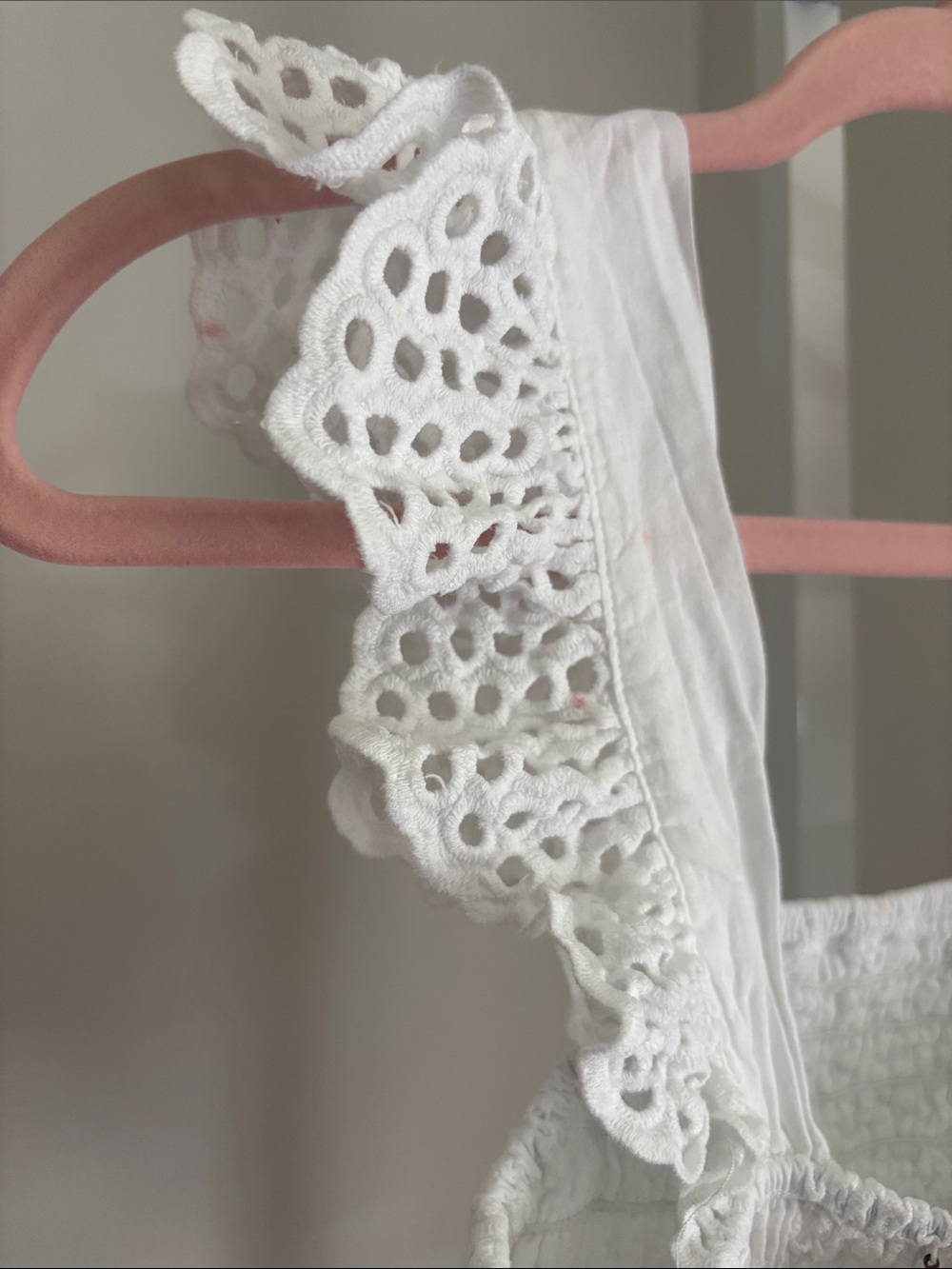 Misa Los Angeles Abelia Top White Smocked Eyelet Flutter Sleeve Crop Top Size S - Picture 6 of 8